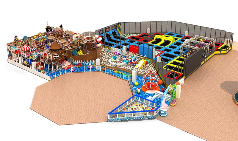 Professional Kidz Plaza Playground Factory With Big Trampoline Park