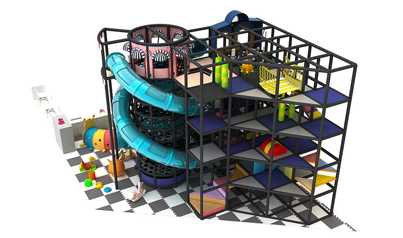 Indoor Commercial Playground For Children With Big Slide For Fun