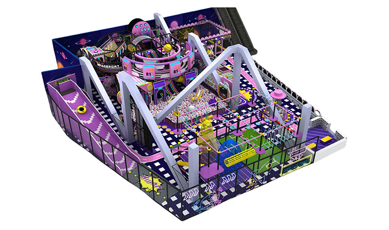 Colorful Space World Children Indoor Playground Business With Light